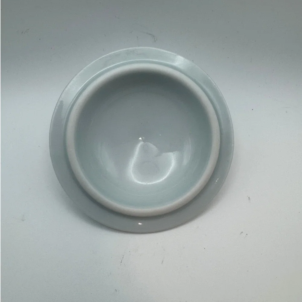 Vintage Jingdezhen Double walled Blue Celadon‎ Porcelain Lidded Bowl Saucer Set